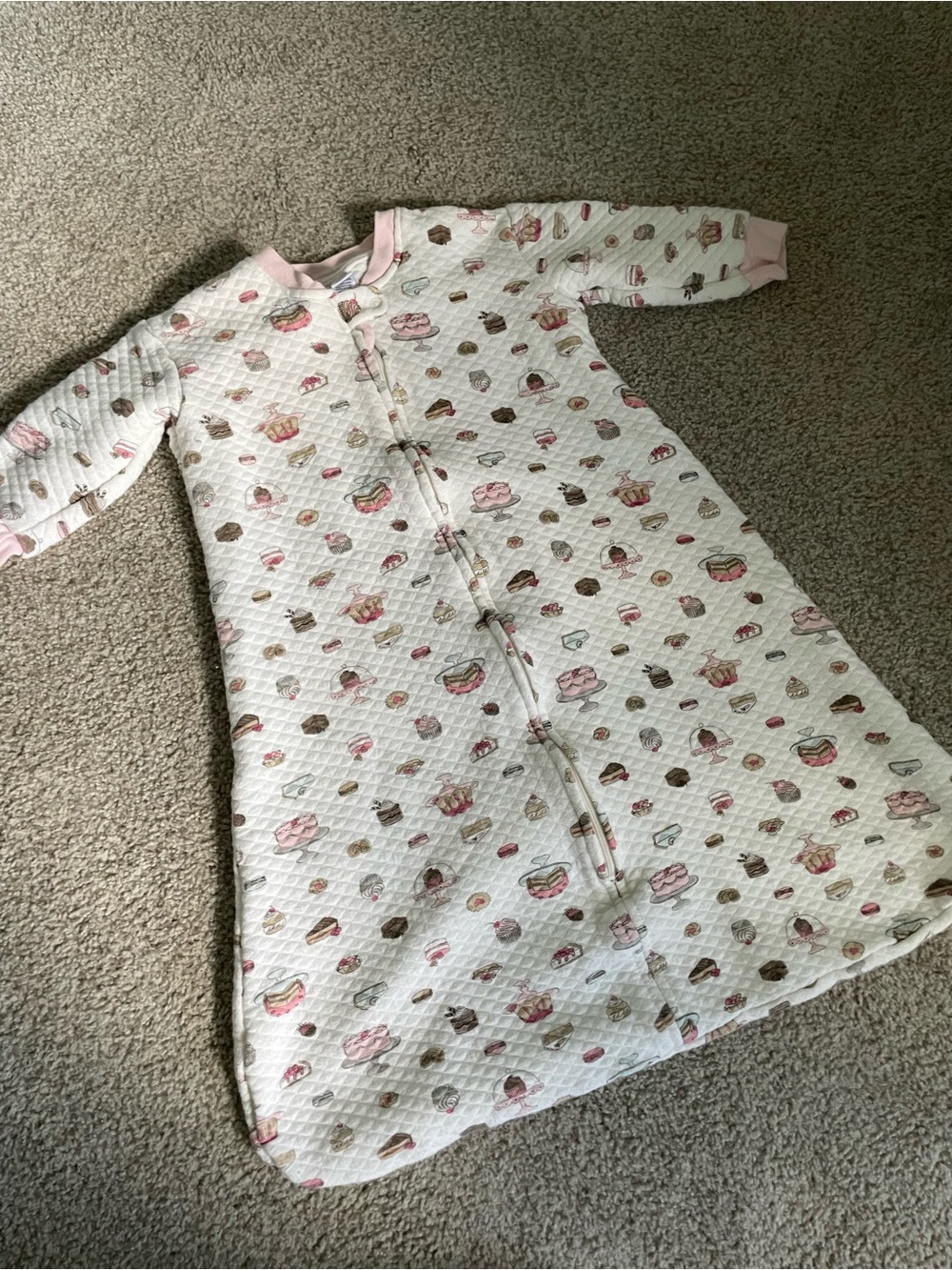 Girls Quilted Sleep Sack in Pink Floral & Sweets Print